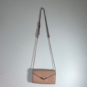 Tan Crossbody Bag with Gold Chain